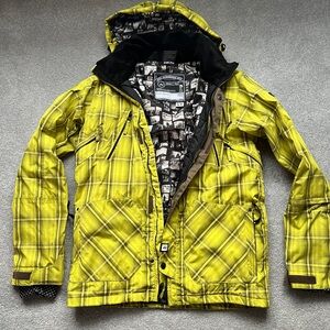Ride Snowboarding Yellow Plaid Hooded Jacket
